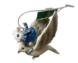 Kurt Adler Mouse Riding a Snowy  Bird  Blue and Gray Ornament NWT 3.25 in - $12.67
