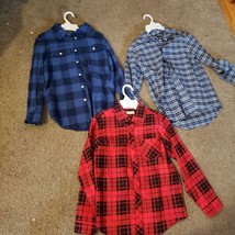 LOT 3 Polo Leveret Boys Long Sleeve Button up Shirts Flannel Collar Blue... - $30.39