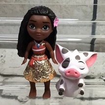 Disney Moana Mini Doll Action Figure With Sidekick Pua Pet Pig Lot Of 2 Toys - £9.48 GBP