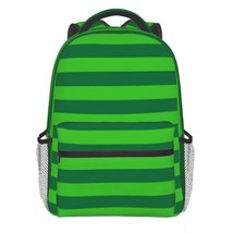 Green Line Stripes Backpack Student Christmas Elf Costume Lightweight Backpa Kaw - £137.15 GBP