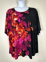 Maggie Barnes For Catherines Womens Plus Size 3X Fusha Floral Top Short ... - $17.99