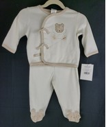 Little Me Baby Bear Patchwork Outfit 6 Mos Set Embroidered Footed 2 Piec... - $23.02