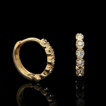 Women 1.20Ct Diamond Huggie Hoop Wedding Earrings 14K Yellow Gold Over - £62.77 GBP