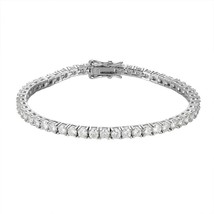 925 Sterling Silver Moissnite Bracelet 0.1ct 3mm D VVS1 Full Diamond with GRA fo - £147.45 GBP