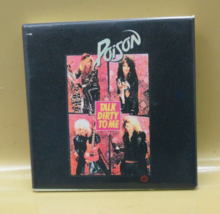 Poison 80s Hair Band Photo Pinback Square  1 1/2&quot; Talk Dirty To Me - $7.25