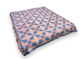 Vtg Pink Blue Glorified Nine Patch Quilt Ice Cream Cone Trim 66x70” Dist... - £107.30 GBP