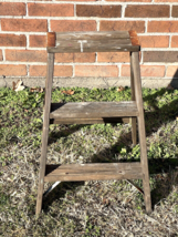 Vintage Wooden 2 Step Ladder 22&quot; Rustic Farmhouse Plant Stand Decor Distressed - £65.71 GBP