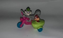 VINTAGE Warner Brothers 1993 Kid&#39;s Meal toy cat &amp; chipmunk driving motorcycle - £5.84 GBP