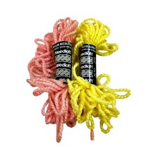 Needloft Plastic Canvas Yarn Lot of 2 100% Nylon Yellow and Pink 10 YDs Each NEW - £3.88 GBP