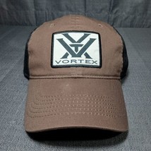 Vortex Logo Baseball Hat Cap Brown Black Adjustable Mesh - £7.86 GBP
