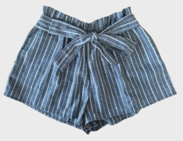Love Tree Women&#39;s Paperbag Shorts High Rise w/Tie Belt Striped Size L Gray - $12.86