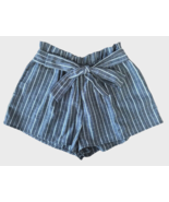 Love Tree Women&#39;s Paperbag Shorts High Rise w/Tie Belt Striped Size L Gray - $12.86