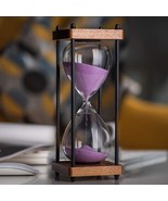 Decorative Hourglass 1 Hour 60 Minute Timer Wooden Stand Purple Sand Hom... - $734.80 MXN
