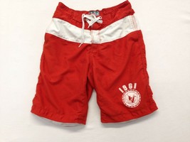 U-Surf Swim Trunks Men’s Size Medium Red White Polyester Mesh Lined Draw... - $7.92