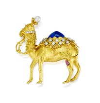 Tiffany &amp; Co. Schlumberger Dromedary Camel Brooch with Lapis, Pearl, Dia... - $35,640.00