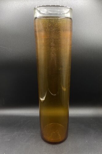 MCM Amber &amp; Clear Large Art Glass Vase 17 3/4” Bubbles - $53.45