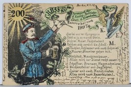 Germany Gruss von der 200, Military 2nd Company Soldier K.E.M.c1904 Postcard K18 - $19.95