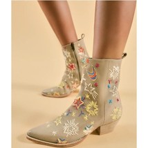 Free People Star Bowers Embroidered Boots Stone ( 40 ) - $90.56