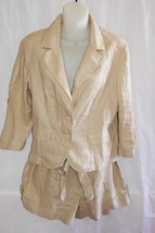 London Jean Chino Linen Short Suit Outfit Size 12 ~ Beige - £15.97 GBP