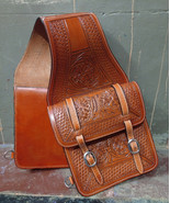 Cow Hide Brown Genuine Leather Western Horse Saddle Bag - $172.96 CAD