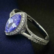 2.00 Ct Marquise Cut CZ Blue Tanzanite Wedding Ring 14k White Gold Plated - £93.71 GBP