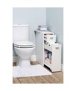 Modern Wooden Narrow White Bathroom Toilet Storage Cabinet With Pull Out... - £139.25 GBP