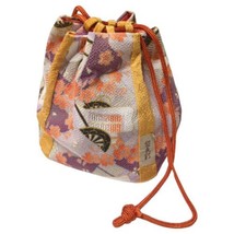 6.5&quot; Asian Orange Brown Bag Hong Kong Purse Drawstring Cart Flower Estat... - £13.01 GBP