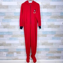 Disney Mickey Ears Hooded Fleece Footie Union Suit Pajamas Red Womens La... - £27.24 GBP
