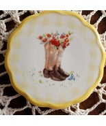 Set of Four (4) Pioneer Woman ~ Gingham w/COWGIRL BOOTS ~ Stoneware ~ Co... - €25,81 EUR
