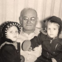 Old Original Photo BW Kids With Grandpa Old Photograph 50s - $12.95