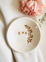 Personalized, custom ring dish, 3D embossed flower garden, polymer clay dish - £23.98 GBP