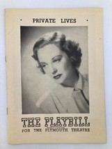 1949 Playbill The Plymouth Theatre Barbara Baxley, Donald Cook in Private Lives - £11.32 GBP