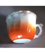 Vintage German Porcelain Hand Painted orange &amp; gold color Mustache Cup Mug - £26.52 GBP