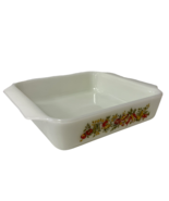 Anchor Hocking 435 Ovenware Square Casserole Dish Vegetable Design Vinta... - $21.03 CAD