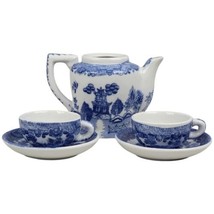 Vintage Blue Willow Child&#39;s Set - Teapot, Cups &amp; Saucers - $14.00