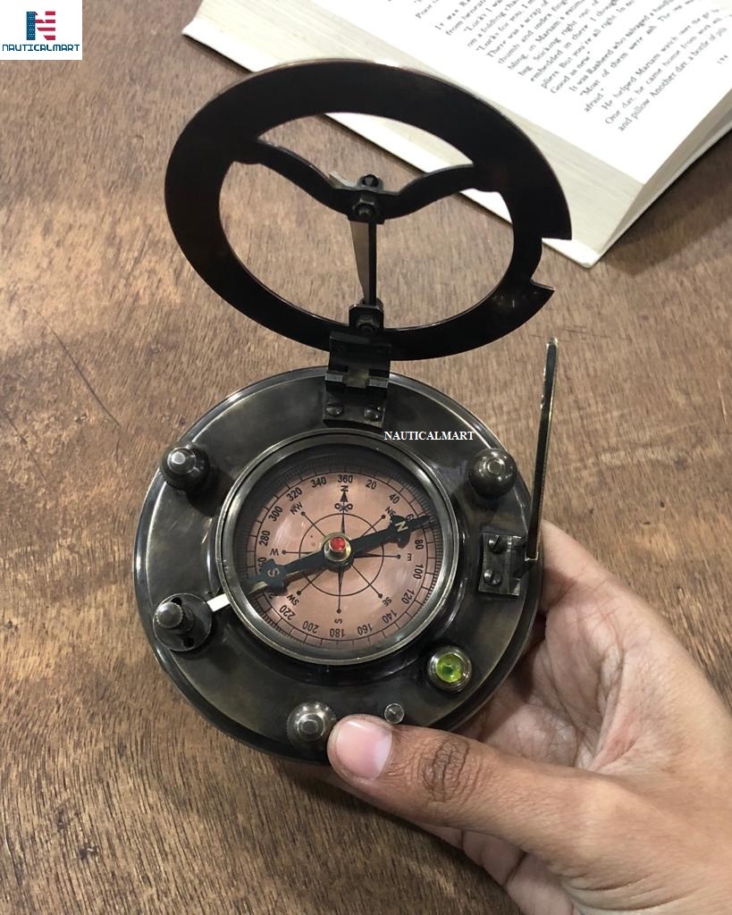 Solid Brass Brunton Compass With Stand Handmade Maritime Vintage