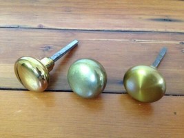Lot of 3 Vintage Antique Shiny Lacquered Brass Door Knobs 2&quot; Small w 2 S... - £52.68 GBP