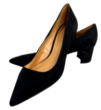 Nine West 9 M Block High Heel Shoes Faux Suede Black Closed Toe - $33.74