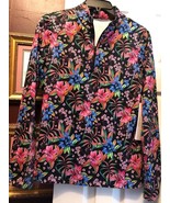 NWT X by GOTTEX Midnight Garden Black Golf Tennis Long Sleeve Mock Shirt... - $68.37 CAD