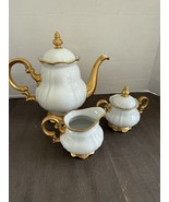 Vtg Hutschenreuther Bavaria Brighton Sylvia White with Gold Trim Coffee ... - $149.95