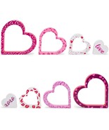 Wooden Valentines Day Decor - 4 PCS Double-sided Cute Wood Heart Signs for - £15.86 GBP