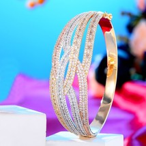 Luxury Cross Stackable African Bangle For Women Wedding Full Cubic Zirco... - £37.67 GBP