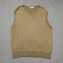 Turnbury Extra Sweater Vest Mens L Large Brown Silk Cotton Blend V Neck ... - £21.01 GBP