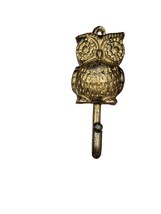 Brass Hook Full Faced OWL Figurine Hanger Wall Mount Hat Coat Vintage Decor - £50.39 GBP