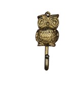 Brass Hook Full Faced OWL Figurine Hanger Wall Mount Hat Coat Vintage Decor - £49.42 GBP