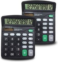 Sourceton Dual Powered Office Calculator, 12-Digit Standard Desktop, 2 Packs. - £35.07 GBP
