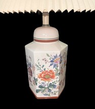 Vtg 28" Floral Ceramic Table Lamp w/ Pleated Shade – Underwriters Laboratories image 9