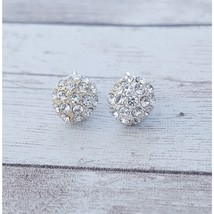 Vintage Clip On Earrings Small Clear Gem Domed - Fair Condition - £7.87 GBP