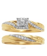  Women&#39;s Diamond Set Gold 8 Sterling Silver Wedding Band Bridal Set - $4,090.47 MXN