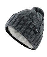 Fear0 NJ Extreme Warm Plush Insulated Gray Knit Cable Pom Women/Girl Bea... - $13.03 CAD